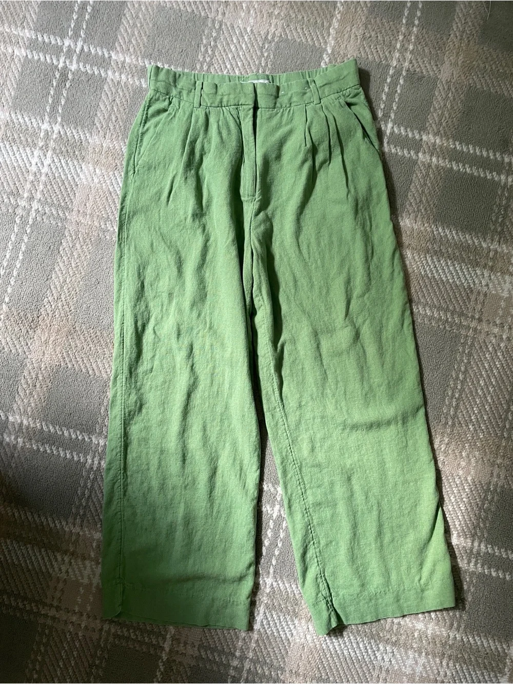 Abercrombie Sloane linen blend green wide leg trousers 10